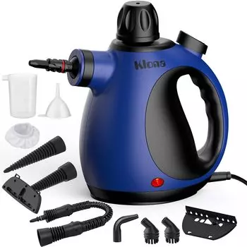 Пароочиститель Klona Steam с 10 аксессуарами, многоцелевой аппарат для чистки паром под давлением, полностью натуральный и паровой очиститель для ковров