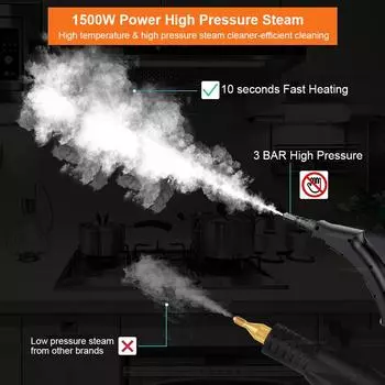 Пароочиститель высокого давления Пароочиститель 1500 Вт Ручной высокотемпературный паровой очиститель для дома Кухонная вытяжка Автомобильная паровая очистка 220V белый