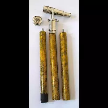 Паровая хромированная латунь, телескопическая головка, ручка, кожаная трость, новый дизайнерский подарок 39 Inch коричневый