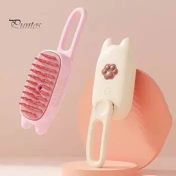 Паровая щетка для домашних животных 3-в-1, массажная расческа для ухода за кошками, аккумуляторная щетка для распутывания шерсти домашних животных, щетка для линьки с функцией распыления тумана для кошек и собак розовый