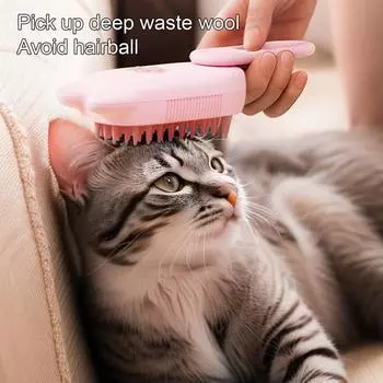 Паровая щетка для домашних животных 3-в-1, массажная расческа для ухода за кошками, аккумуляторная щетка для распутывания шерсти домашних животных, щетка для линьки с функцией распыления тумана для кошек и собак розовый
