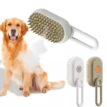 Паровая щетка для домашних животных, очистка кошек и собак, паровой спрей, массажная расческа для красоты, 3-в-1, средства для удаления волос, принадлежности для ухода за домашними животными, аксессуары для домашних животных коричневый