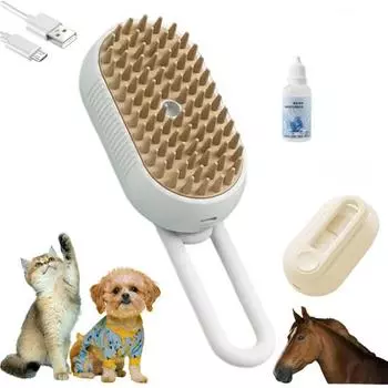 Паровая щетка для домашних животных, самоочищающаяся щетка для линьки с вращающейся на 360 градусов ручкой, силиконовая щетина, инструмент для ухода за домашними животными для собак и кошек A
