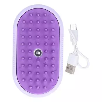 Паровая щетка для домашних животных, удаляющая плавающие волосы, эргономичная вращающаяся ручка, электрическая массажная щетка-спрей для домашних животных фиолетовый