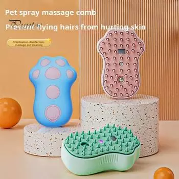 Паровая щетка для домашних животных в форме кошачьей лапы, электрический отпариватель-спрей, массажная щетка для котенка, инструмент для удаления распущенных волос, инструмент для ухода за домашним животным синий