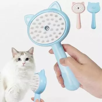 Паровая щетка для кошек 3 в 1, новая паровая щетка для кошек с защитой от летающих волос, расческа для удаления волос с домашними животными, электрическая спрей-массажная расческа для домашних животных, 3 в 1 синий