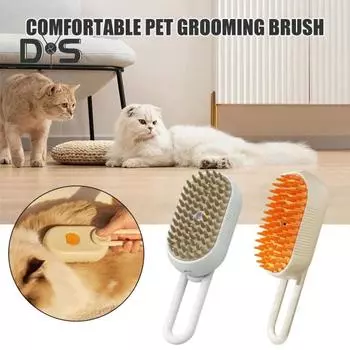 Паровая щетка для кошек, аккумуляторная паровая щетка для домашних животных с вращающейся на 360 градусов ручкой, массажная расческа для удаления шерсти у кошек, для чистки и линьки белый