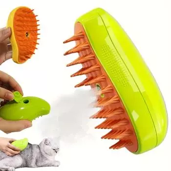 Паровая щетка для кошек, электрическая струя воды, массажная расческа для котят, мягкая выдвижная силиконовая щетка для купания кошек, принадлежности для ухода жёлтый