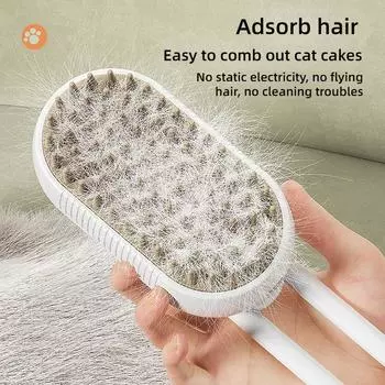 Паровая щетка для кошек и собак, паровая щетка, электрический распылитель для массажа, инструмент для ухода за домашними животными, линька, 3 в 1, электрические спреи, массажные расчески белый