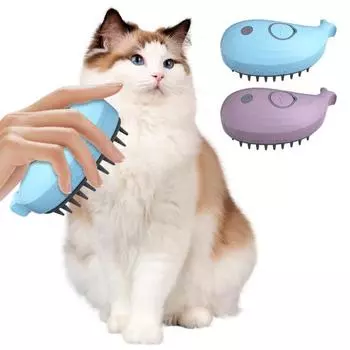 Паровая щетка для кошек, линяющая, дизайн «кит», паровая щетка для кошек, аксессуар для ухода за домашними животными, удаление выпавшей шерсти, массажная расческа для кошек фиолетовый