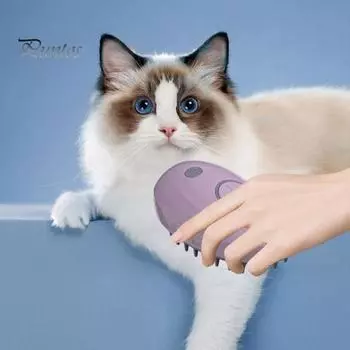 Паровая щетка для кошек, линяющая, дизайн «кит», паровая щетка для кошек, аксессуар для ухода за домашними животными, удаление выпавшей шерсти, массажная расческа для кошек синий