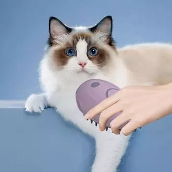Паровая щетка для кошек, линяющая, дизайн «кит», паровая щетка для кошек, аксессуар для ухода за домашними животными, удаление выпавшей шерсти, массажная расческа для кошек фиолетовый