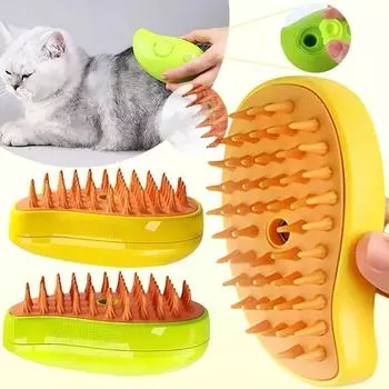 Паровая щетка для кошек, паровая щетка для собак 3 в 1, электрический спрей, щетки для кошачьей шерсти для массажа, расческа для ухода за домашними животными, расчески для удаления волос зелёный