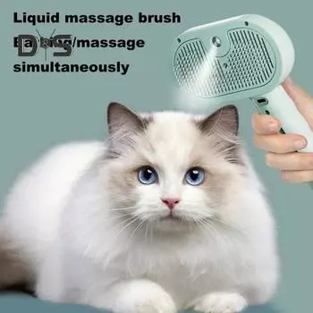 Паровая щетка для кошек, перезаряжаемая 3-в-1 паровая щетка для домашних животных, самоочищающаяся массажная расческа для удаления выпавшей шерсти для длинной/короткой шерсти кошек и собак циан