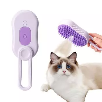 Паровая щетка для кошек, щетка для массажа домашних животных, перезаряжаемая силиконовая паровая щетка для волос, многофункциональная щетка для волос кошек и собак, паровая щетка для кошачьей шерсти фиолетовый
