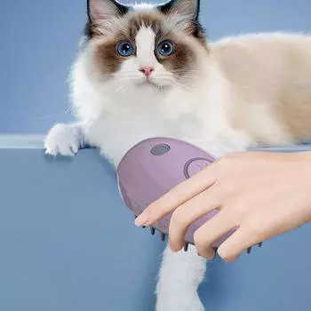 Паровая щетка для кошек, спрей-щетка для кошек, самоочищающаяся массажная щетка для ухода за кошками с USB-кабелем для удаления спутанных и распущенных волос One Size синий