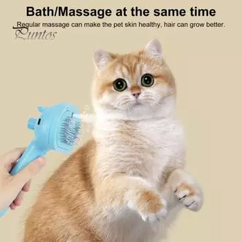Паровая щетка для кошек Спрей Щетка для кошек Самоочищающаяся расческа для домашних животных с кнопкой освобождения Удаление статических развевающихся волос Расческа для ухода за домашними животными для длинных короткошерстных кошек и собак розовый