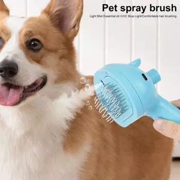 Паровая щетка для кошек Спрей Щетка для кошек Самоочищающаяся расческа для домашних животных с кнопкой освобождения Удаление статических развевающихся волос Расческа для ухода за домашними животными для длинных короткошерстных кошек и собак розовый