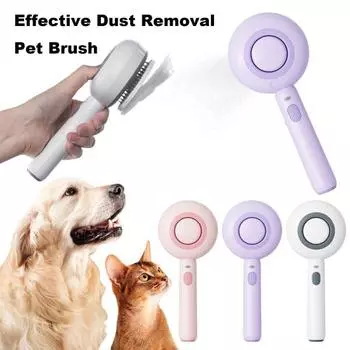 Паровая щетка для кошек, средство для ухода за домашними животными 3 в 1, паровая расческа для кошек с кнопкой фиксатора, средство для удаления шерсти домашних животных, щетка-распылитель белый