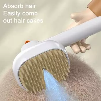 Паровая щетка Yousheng Cat 3-в-1, массажная расческа для ухода за шерстью, самоочищающаяся щетка для кошек с водой, удаление выпавшей шерсти у кошек и собак синий