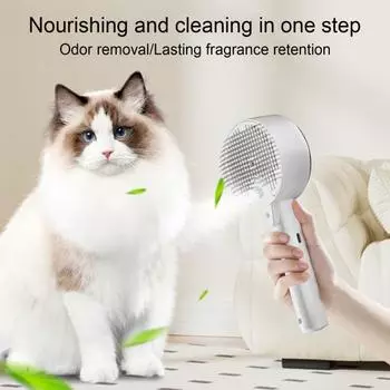 Паровая щетка Yousheng для кошек, самоочищающаяся расческа для удаления шерсти, гребень для удаления линьки, двойной режим распыления, щетка для ухода за домашними животными, кошками, собаками, кроликами розовый