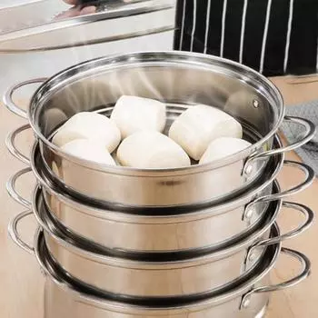 Пароварка для еды с ручкой, многослойная, полезная пароварка для пельменей из нержавеющей стали S