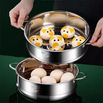 Пароварка для пельменей из нержавеющей стали 304 с двумя ушами, рисоварка, решетка для приготовления на пару, кастрюля, сливная корзина, кухонные принадлежности для приготовления пищи