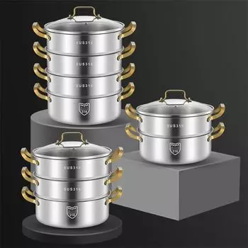 Пароварка из нержавеющей стали 316 Интегрированная пароварка и варочный котел hot pot panela Бытовая утолщенная двойная трехслойная суповая кастрюля