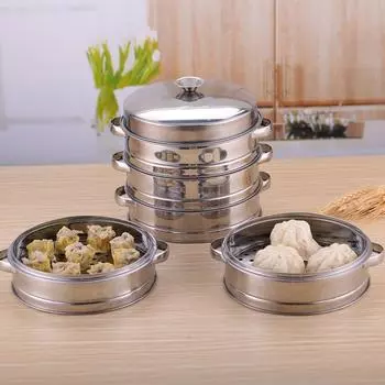 Пароварка из нержавеющей стали с ручкой и крышкой, кастрюля для риса, пельмени, решетка для приготовления пищи на пару, домашняя кухня, аксессуары для готовки