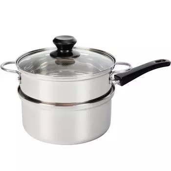 Пароварка Wahei Freiz из нержавеющей стали 18 см, совместимый с IH, газовый дуршлаг, дуршлаг с одной ручкой, двухъярусная кастрюля Umiya объемом 2,2 л RB-3256 серебряный