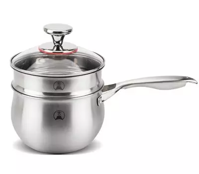 Пароварка Yoshifuji Crafts Milk One Hand с трехслойным дном из нержавеющей стали и стеклом IH, предотвращающим образование пара, сковорода-сотейник, кастрюля, 17 см, крышка,