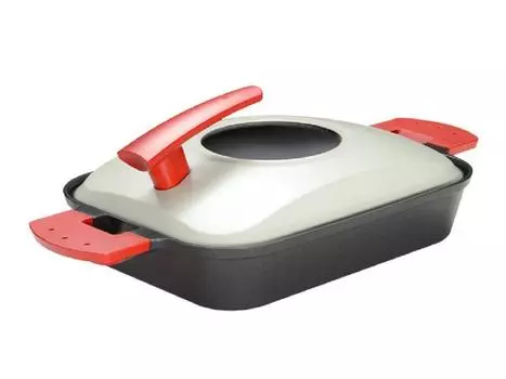Паровой гриль UchiCook 60-1015-05 с металлической крышкой, черный