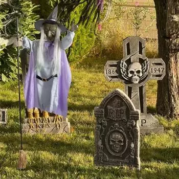 Парящая ведьма Хэллоуин Анимированные украшения для улицы Ведьма 180 см Звук Датчики движения Активированы Страшно