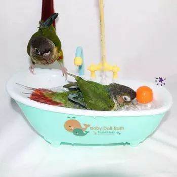 Parrot Bath Tub Toy Bird Pet Supplies Play House Bathroom Accessories зелёный