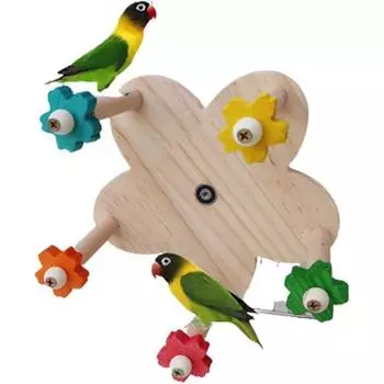 Parrot Bird Toy Parrot Spinning Ferris Wheel Bird Toy Rotating Perch Toy for Birds with 5 Food Holder Perches