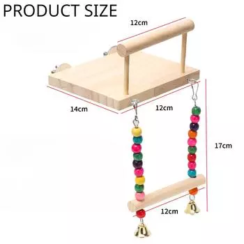 Parrot Bird Toys Wooden Parrot Perch Stand Suction Wall Cup Bird Cage Toys Perches Standing Platform Rack Bird Swing Toy