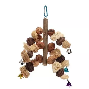 Parrot Biting String Toy Bird Nut Loofah Combo with Bell Cage Hanging Bird Bite Toys