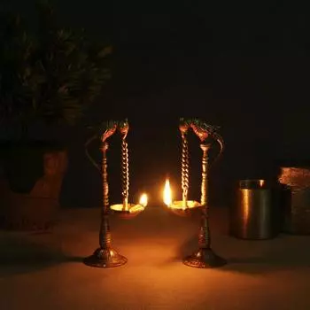 Parrot Design 7,5 дюймов латунная подвесная пара Diya (Упаковка из 2 шт.), Самый последний