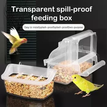 Parrot Feeder Drinker Pet Cage Plastic Food Container Hanging Bowl Feeder Box