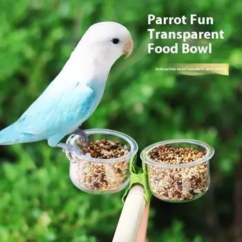 Parrot Food Bowl Feeder Cup With Clip Small Pet Bird Feeder Water Bowl Bird Cage Feeder Pet Feeding Basin Bracket Accessories onesize
