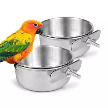 Parrot food cup stainless steel food box, water tank, water basin, water cup, food bowl, food cup, food trough, bird food cup