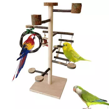 Parrot Настольная подставка для игрушек Многоцелевая твердая с миской для лазания по птичьим насестам