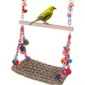 Parrot Swing Toy Wood Hanging Parrot Climbing Net Relieve Boredom Parakeets Budgie Birds Toy Pet Perches