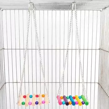 Parrot Toys Bird Hanging Cage Swing Colourful Nibbling Training Ladder Bite Unbreakable Climbing Bird Cage Accessories