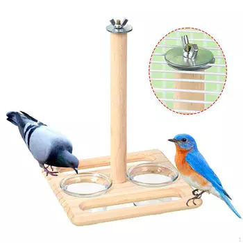 Parrots Feeding Bowl Bird Cage Stand Standing Gym Toy Training for Small Medium Parrot