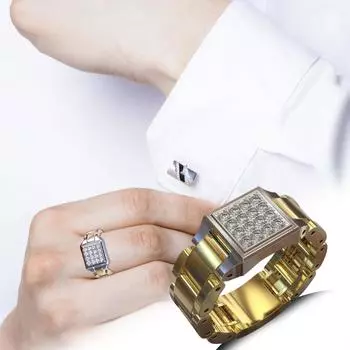 Партийные мужские кольца, креативные кольца в форме часов для мужчин, обручальное кольцо с размером 6-10, мужские ювелирные изделия