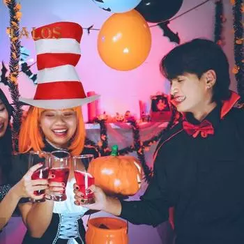 Партия Шляпа Дымохода Блесток Контрастного Цвета Полосатый Цилиндр Галстук-Бабочку Ретро Косплей Костюм Женщины Мужчины Головные Уборы Сценическое Представление День Рождения Сувениры A