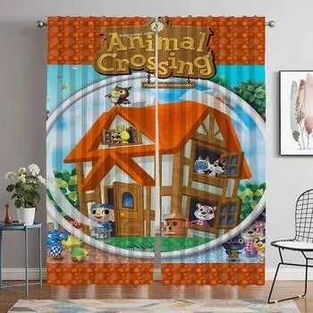 Partition Animal Crossing Curtains Child Room Curtains for Bedroom Shades Halloween Decoration Blackout Curtain for Room 2 Panel W50xH70cmx2pcs-CL