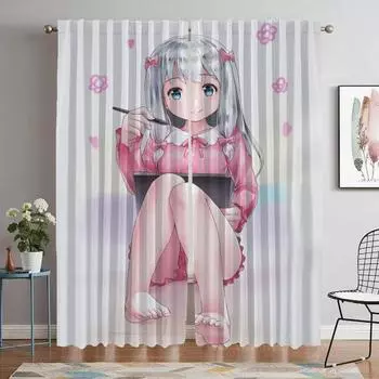 Partition Eromanga Sensei Curtains for Bedroom Modern Living Room Curtains 2 Pieces Shades Halloween Decoration Window Curtain W50xH70cmx2pcs-CL