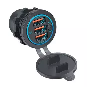 Parts & Accessories Car Charger 3USB Port For 12-24V Car Boat Marine Outlet LED QC3.0 Socket Power High Quality For 12-24V синий
